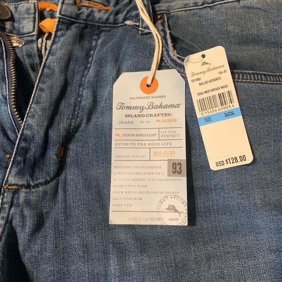 Brand New Tommy Bahamas soft denim jeans Dallas Authentic 36x34 - Picture 1 of 11